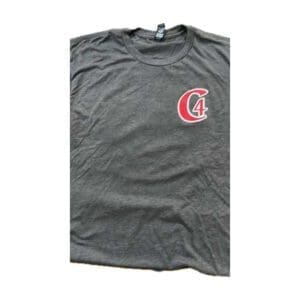 Gray crewneck t-shirt with red C4 logo