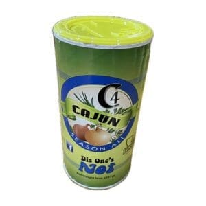 Cajun seasoning container with yellow lid