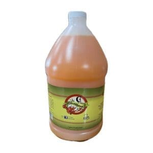 One-gallon plastic jug with orange liquid